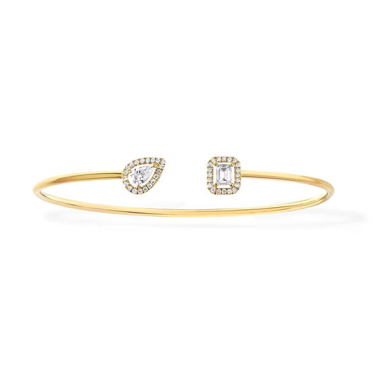 [Lume Jewels]JONC FLEX MY TWIN TOI & MOI SILVER DIAMOND BRACELET