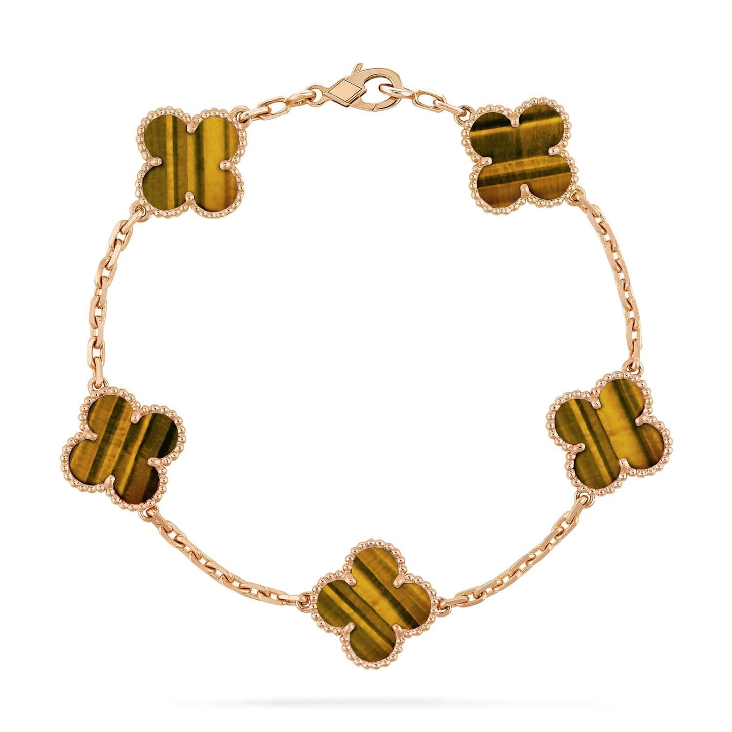 [Lume Jewels]New  CLOVER 5 MOTIFS TIGER EYE BRACELET COLLECTION