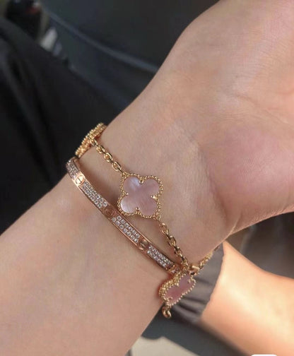 [Lume Jewels]CLOVER 5 MOTIFS Pink  AGATE  BRACELET