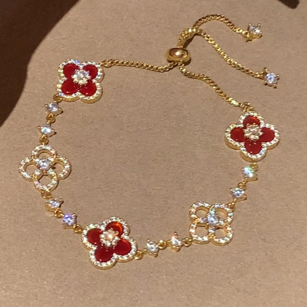 ¡®Lume Jewels¡¯CLOVER 5 MOTIF PINK BLUE RED WHITE BRACELET