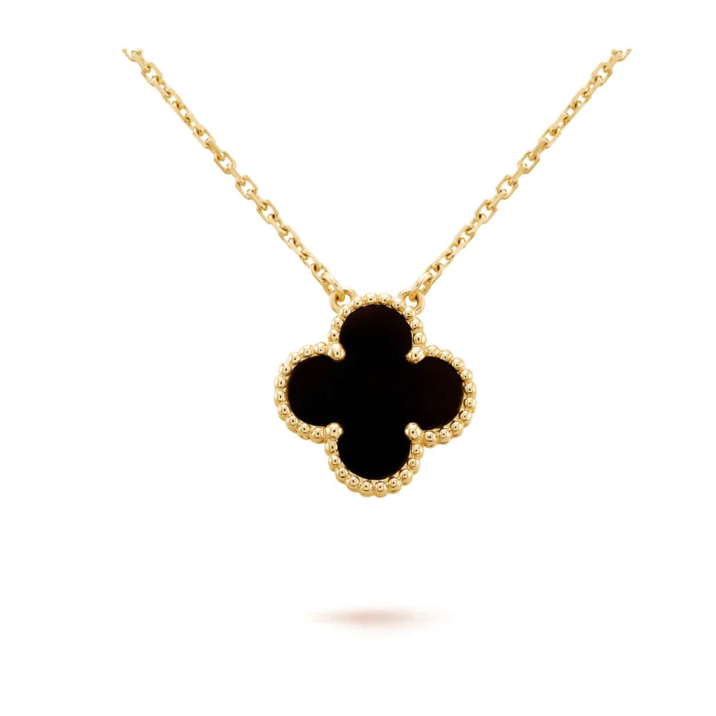 ¡®Lume Jewels¡¯CLOVER 15MM BLACK ONYX SINGLE FLOWER NECKLACE