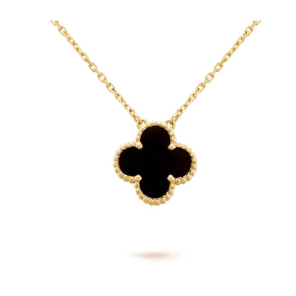 ¡®Lume Jewels¡¯CLOVER 15MM BLACK ONYX SINGLE FLOWER NECKLACE