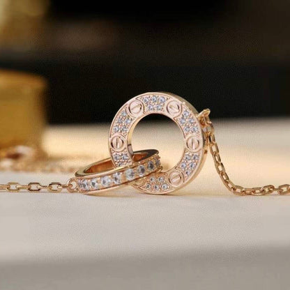 ¡®Lume Jewels¡¯LOVE 7.6MM NECKLACE ROSE GOLD AND SILVER  FULL DIAMOND