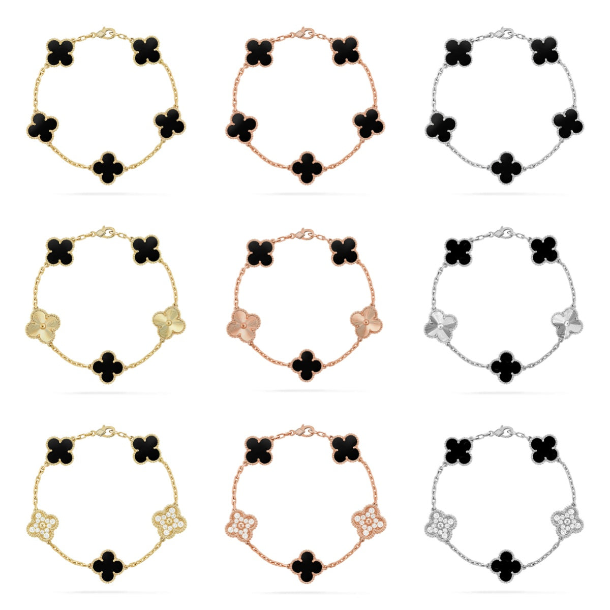 [Lume Jewels]New CLOVER 5 MOTIF ONYXS BRACELET COLLECTION
