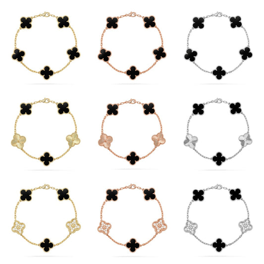 [Lume Jewels]New CLOVER 5 MOTIF ONYXS BRACELET COLLECTION