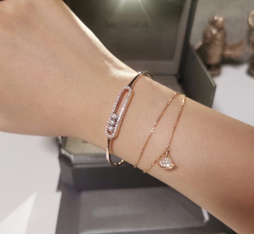 [Lume Jewels]Move Pavé Diamond Bangle Bracelet M