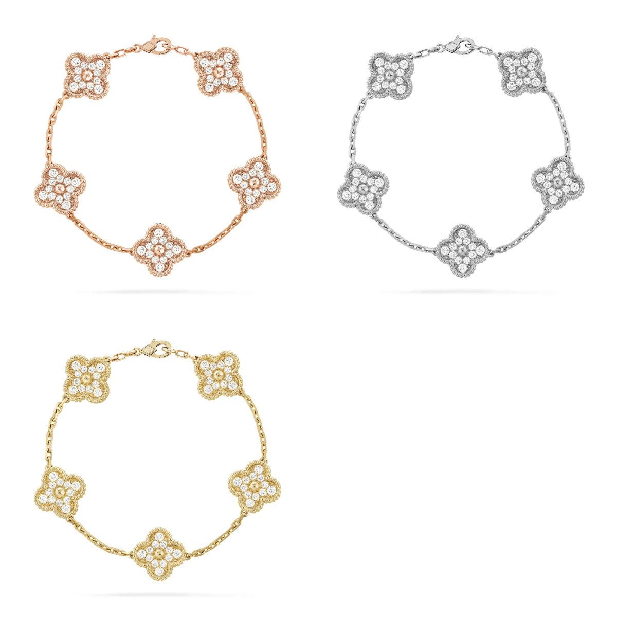 [Lume Jewels] New  CLOVER 5 MOTIF FULL DIAMOND BRACELET COLLECTION