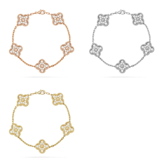 [Lume Jewels] New  CLOVER 5 MOTIF FULL DIAMOND BRACELET COLLECTION