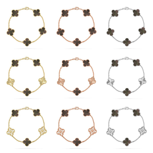 [Lume Jewels]New CLOVER 5 MOTIF GRAY MOP BRACELET COLLECTION