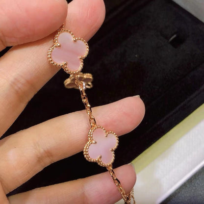 [Lume Jewels]CLOVER 5 MOTIFS Pink  AGATE  BRACELET