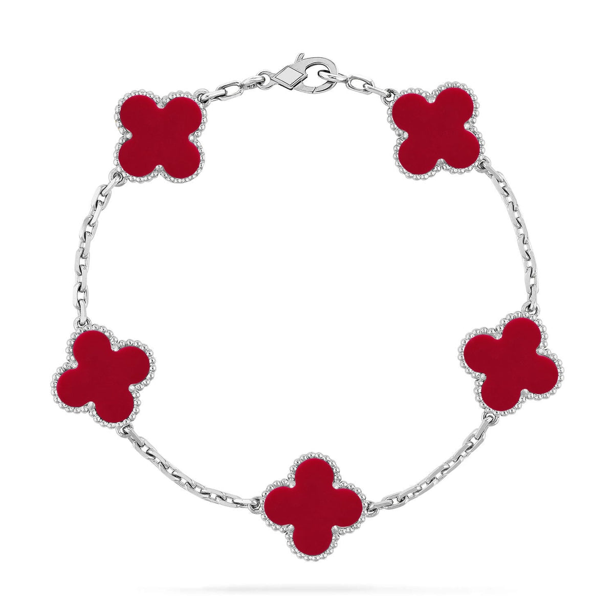 [Lume Jewels]New  CLOVER 5 MOTIF RED CORNELIAN BRACELET COLLECTION