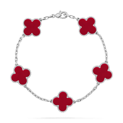 [Lume Jewels]New  CLOVER 5 MOTIF RED CORNELIAN BRACELET COLLECTION