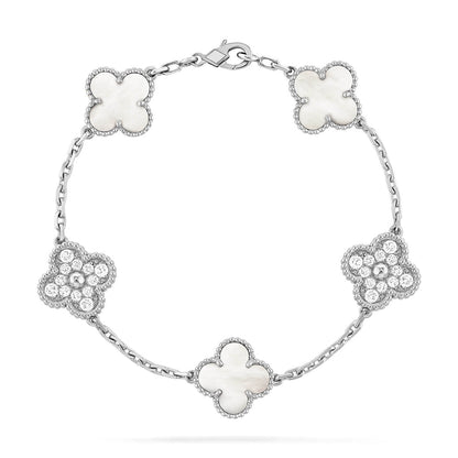 [Lume Jewels]New CLOVER WHITE PEARL MOP 5 MOTIF BRACELET COLLECTION