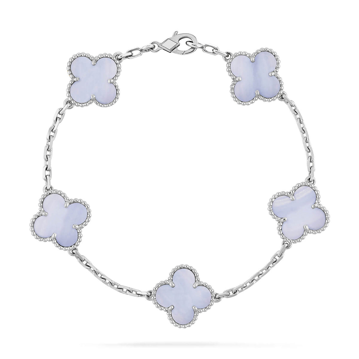 [Lume Jewels]New  CLOVER 5 MOTIF PURPLE CHALCEDONY BRACELET COLLECTION