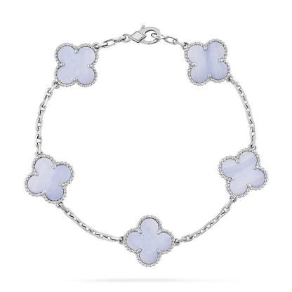 [Lume Jewels]New  CLOVER 5 MOTIF PURPLE CHALCEDONY BRACELET COLLECTION