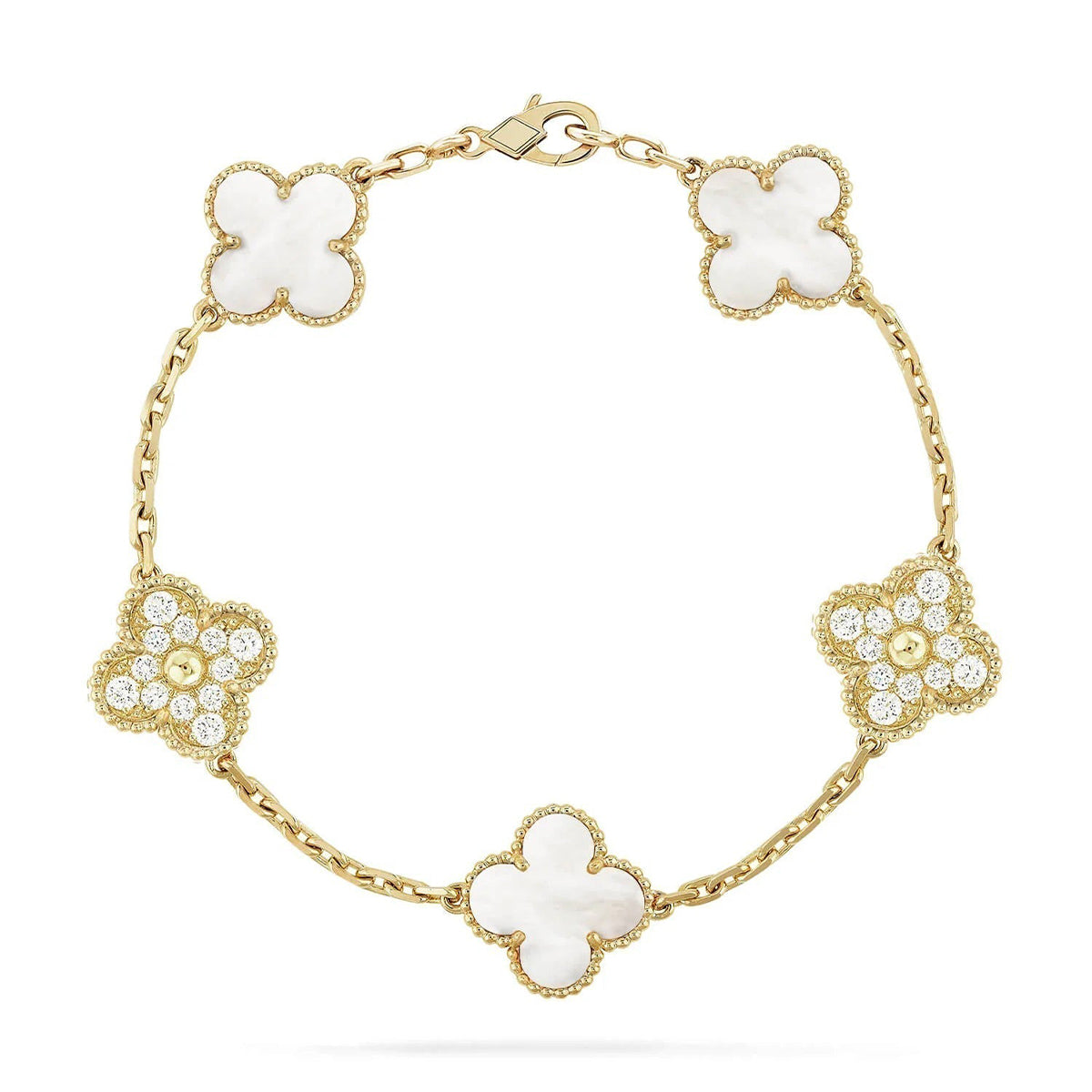 [Lume Jewels]New CLOVER WHITE PEARL MOP 5 MOTIF BRACELET COLLECTION