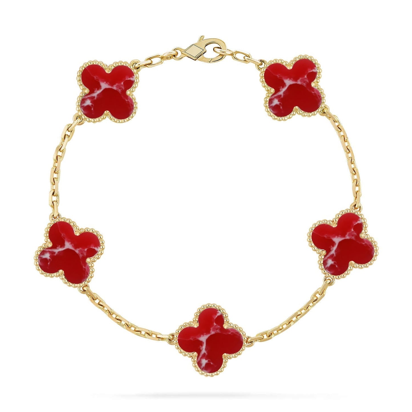 [Lume Jewels]New CLOVER 5 MOTIF RED PATTERN BRACELET COLLECTION