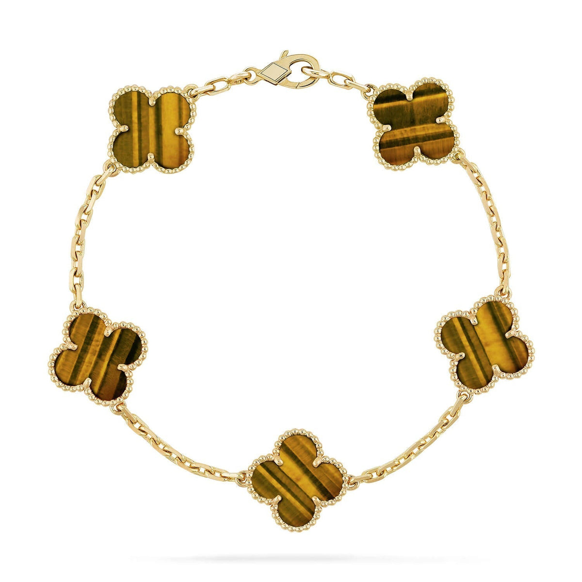 [Lume Jewels]New  CLOVER 5 MOTIFS TIGER EYE BRACELET COLLECTION