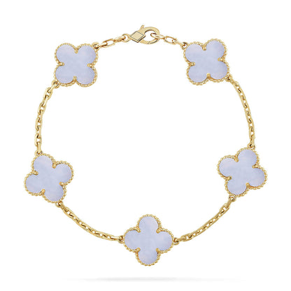 [Lume Jewels]New  CLOVER 5 MOTIF PURPLE CHALCEDONY BRACELET COLLECTION