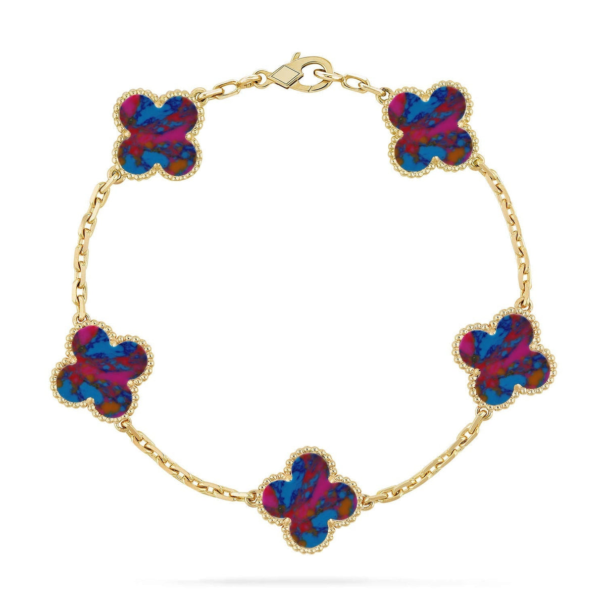 [Lume Jewels]New CLOVER 5 MOTIF COLOR GEMSTONES BRACELET COLLECTION