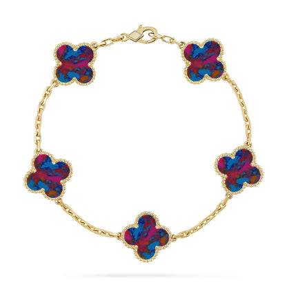 [Lume Jewels]New CLOVER 5 MOTIF COLOR GEMSTONES BRACELET COLLECTION