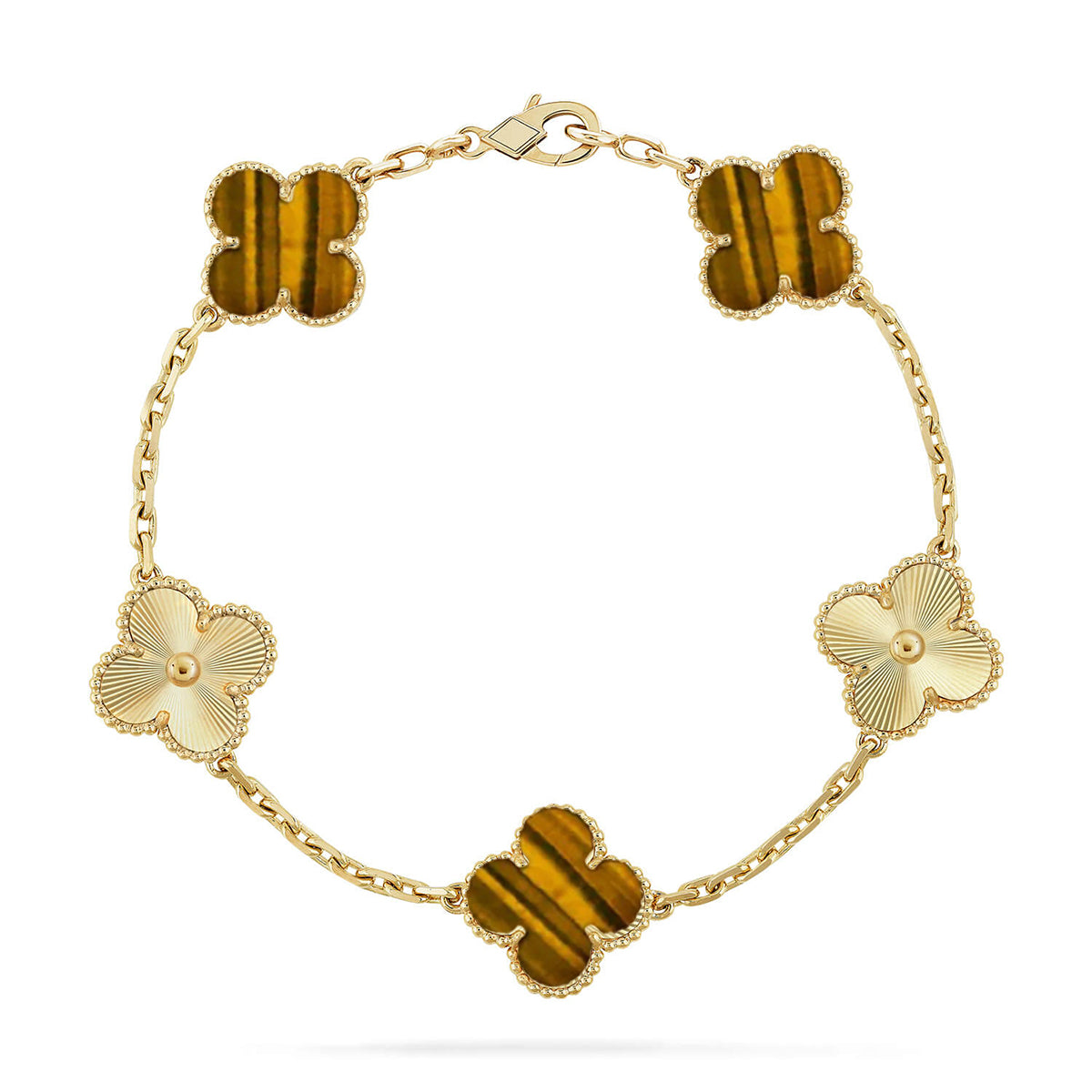[Lume Jewels]New  CLOVER 5 MOTIFS TIGER EYE BRACELET COLLECTION