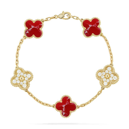 [Lume Jewels]New CLOVER 5 MOTIF RED PATTERN BRACELET COLLECTION