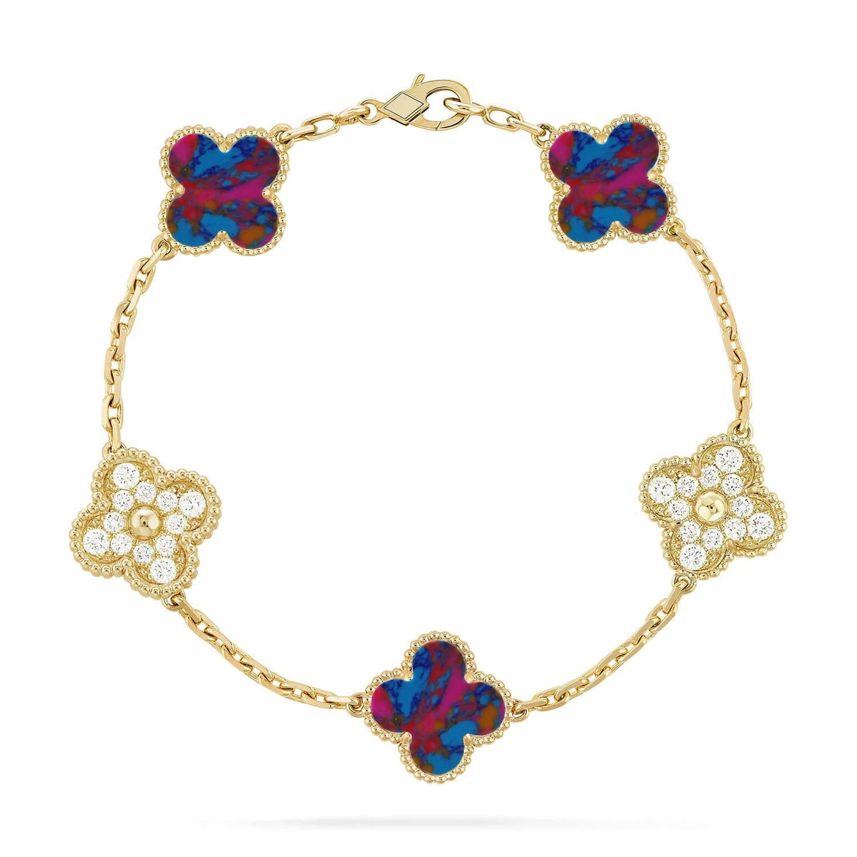 [Lume Jewels]New CLOVER 5 MOTIF COLOR GEMSTONES BRACELET COLLECTION