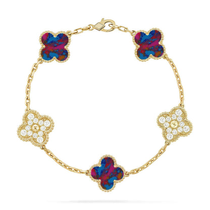 [Lume Jewels]New CLOVER 5 MOTIF COLOR GEMSTONES BRACELET COLLECTION