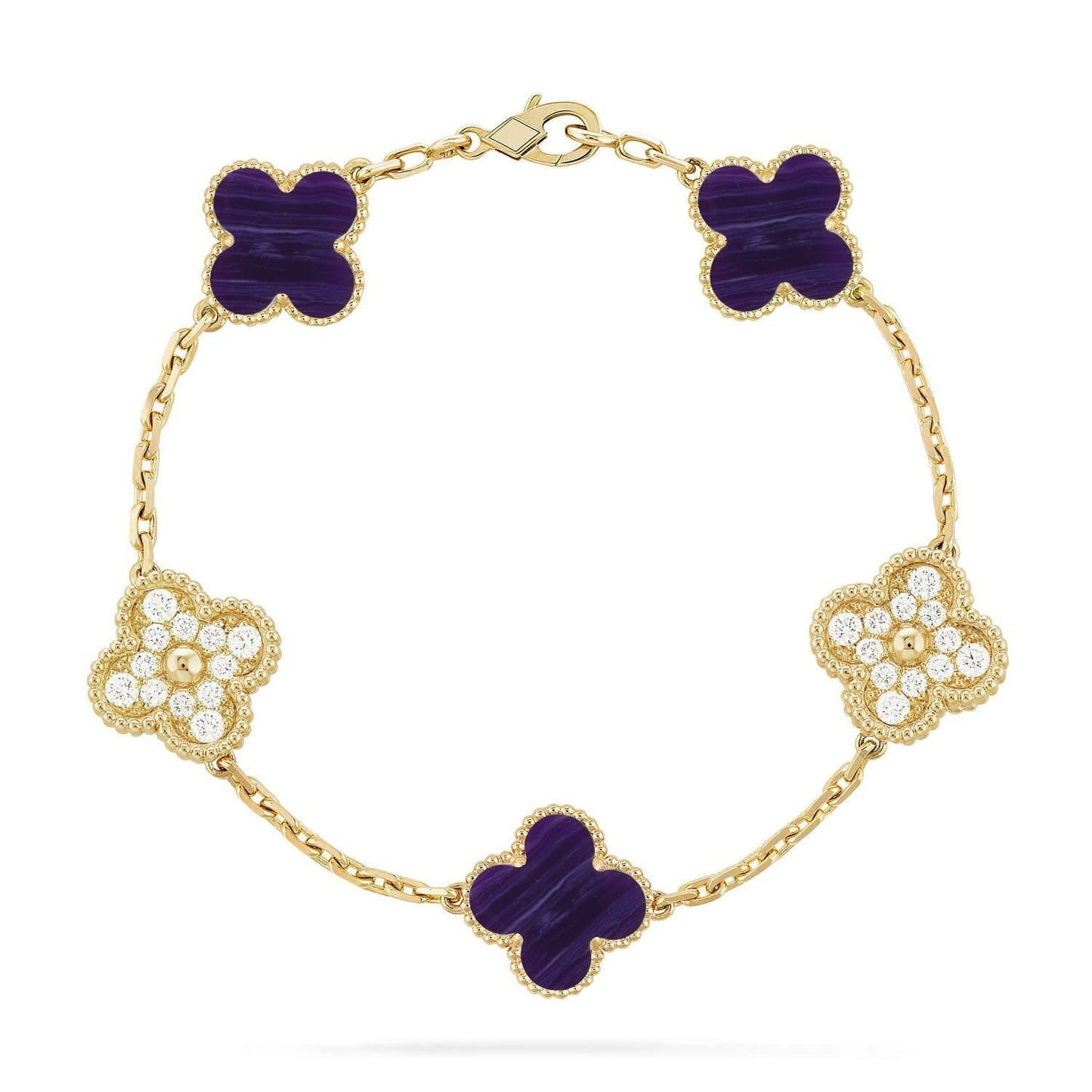 [Lume Jewels]New CLOVER 5 MOTIF PURPLE STRIPES BRACELET COLLECTION