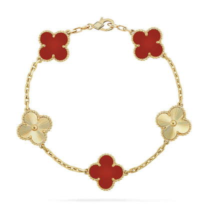 [Lume Jewels]New  CLOVER 5 MOTIF RED CORNELIAN BRACELET COLLECTION