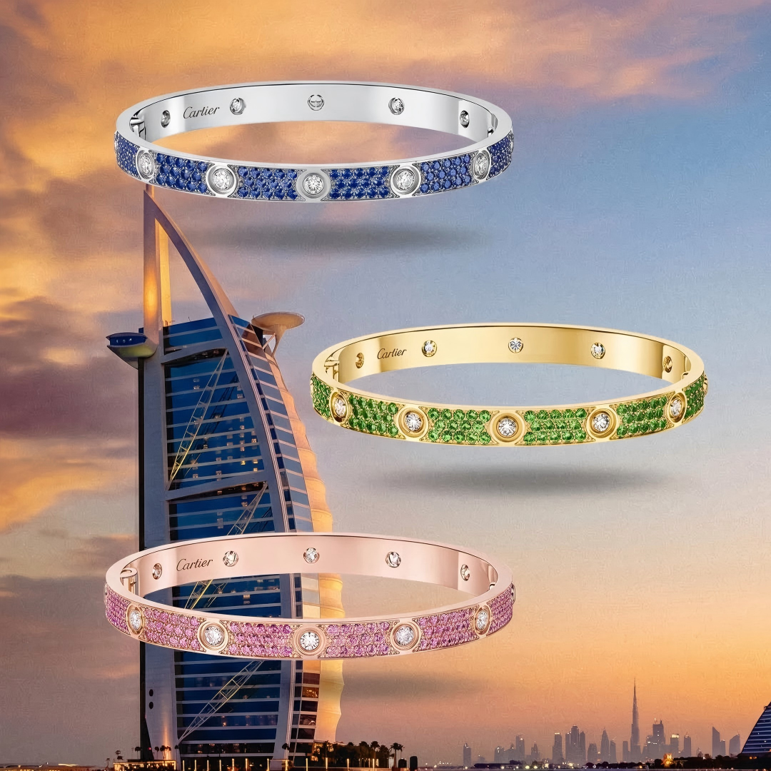 [Lume Jewels]2026 PAVE GEMSTONE LOVE BRACELET 6.1MM 10 DIAMONDS