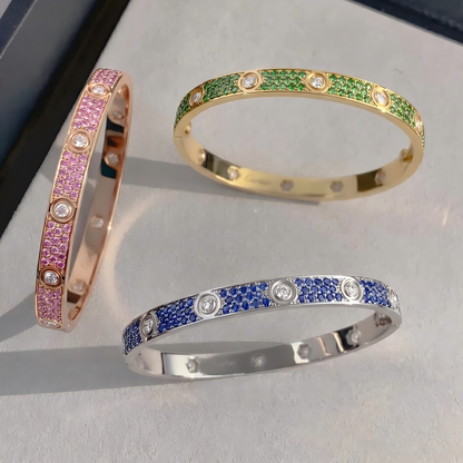 [Lume Jewels]2026 PAVE GEMSTONE LOVE BRACELET 6.1MM 10 DIAMONDS