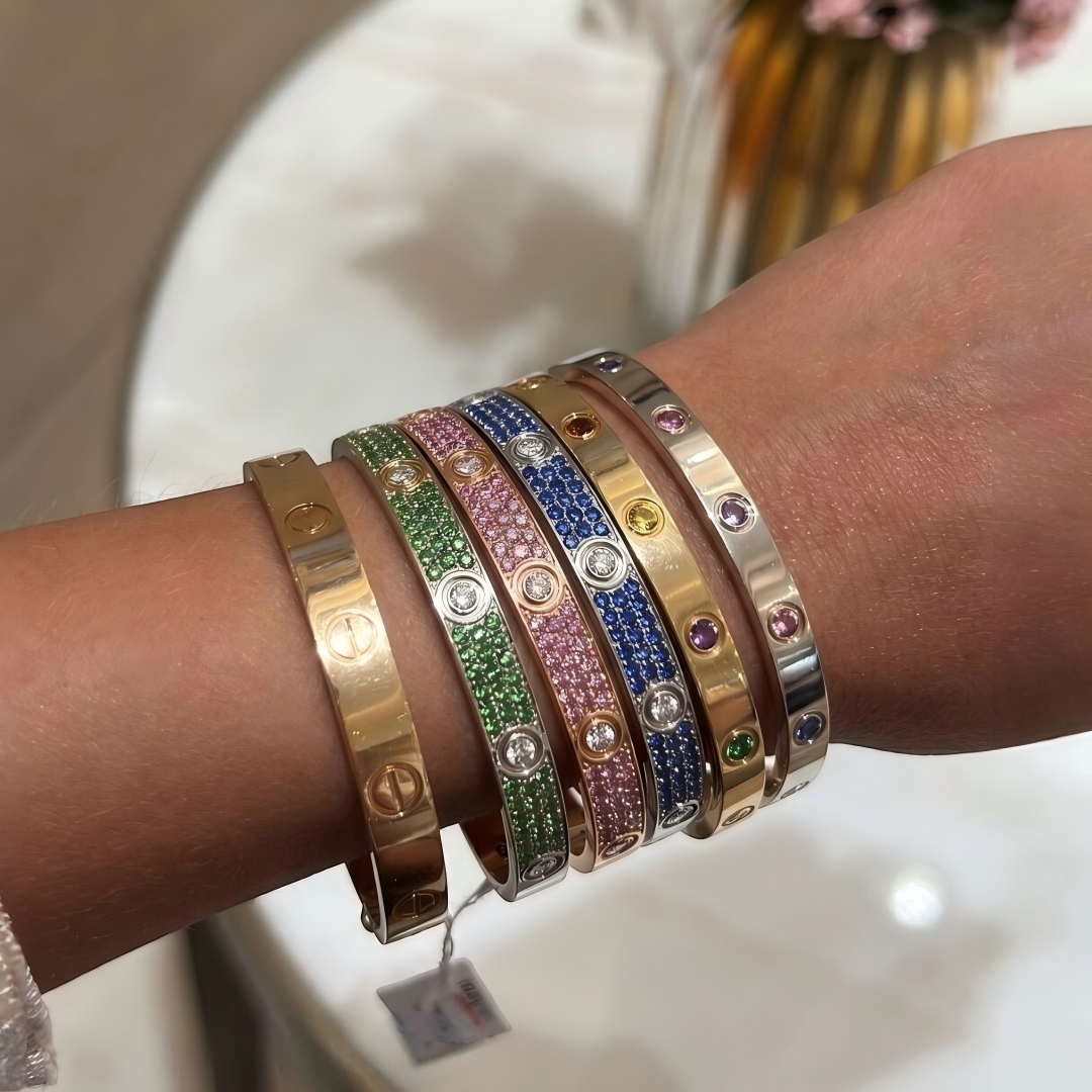 [Lume Jewels]2026 PAVE GEMSTONE LOVE BRACELET 6.1MM 10 DIAMONDS