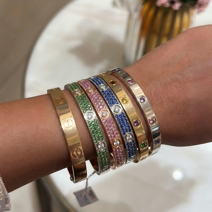 [Lume Jewels]2026 PAVE GEMSTONE LOVE BRACELET 6.1MM 10 DIAMONDS