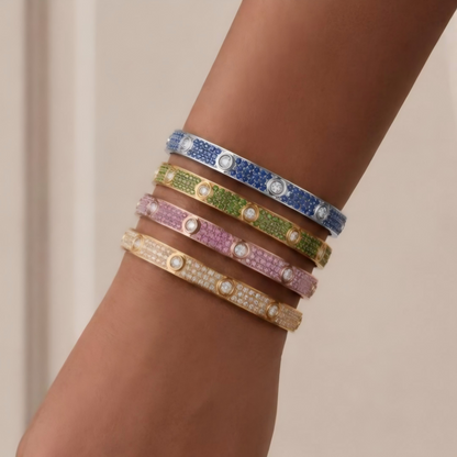[Lume Jewels]2026 PAVE GEMSTONE LOVE BRACELET 6.1MM 10 DIAMONDS