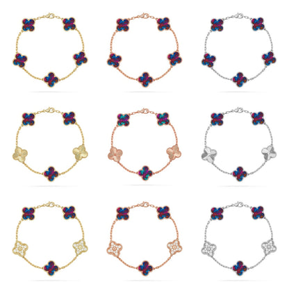 [Lume Jewels]New CLOVER 5 MOTIF COLOR GEMSTONES BRACELET COLLECTION