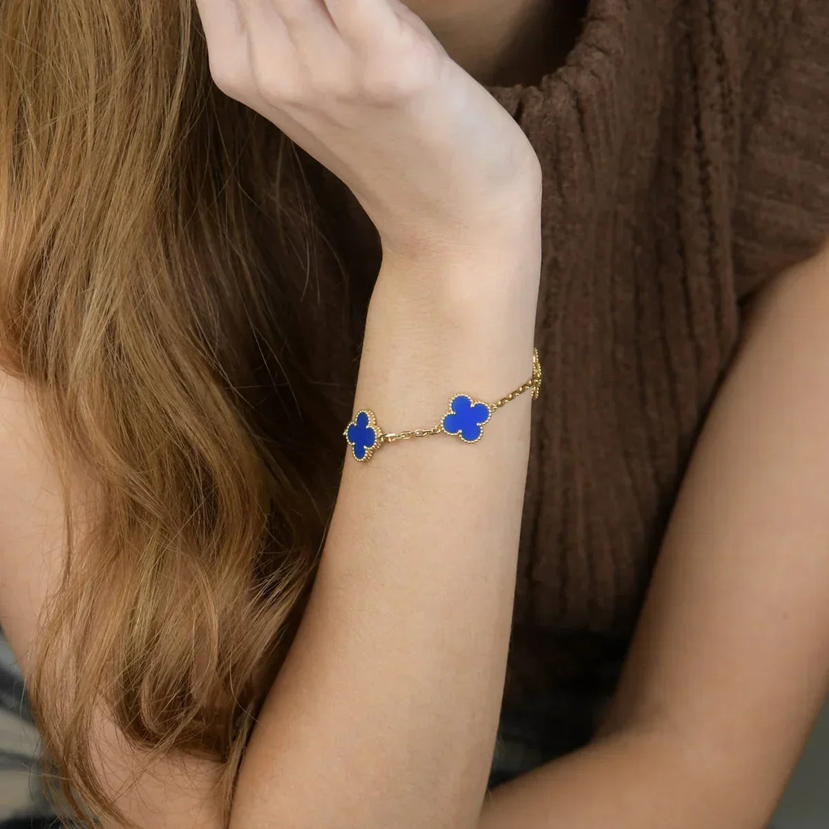 [Lume Jewels]New CLOVER 5 MOTIF BLUE AGATE BRACELET COLLECTION