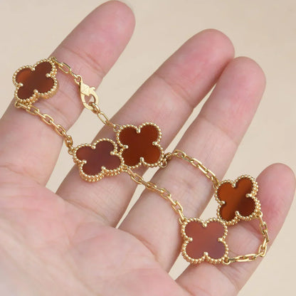 [Lume Jewels]New  CLOVER 5 MOTIF RED CORNELIAN BRACELET COLLECTION