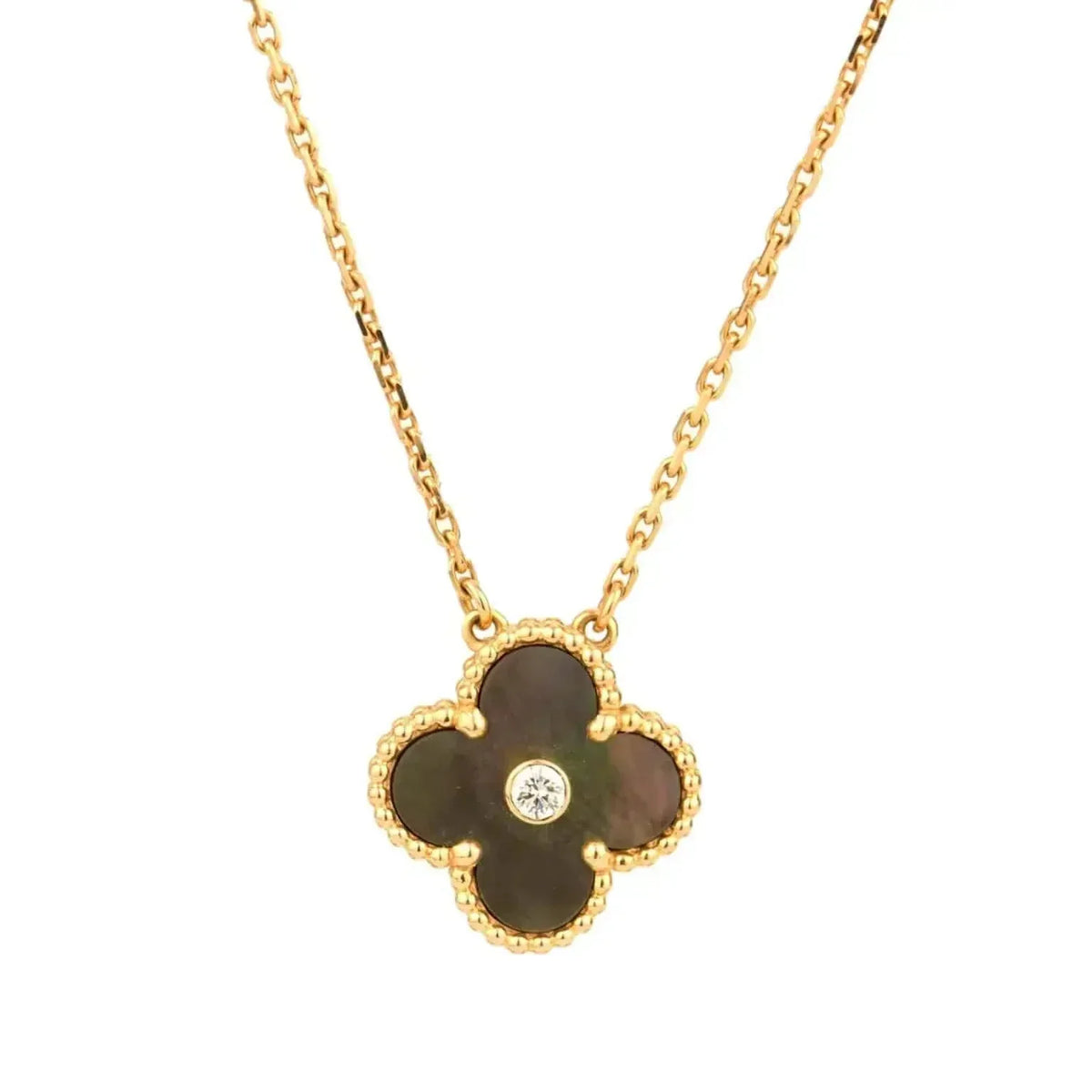 ¡®Lume Jewels¡¯CLOVER 15MM DIAMOND AND MOTHER-OF-GREY NECKLACE