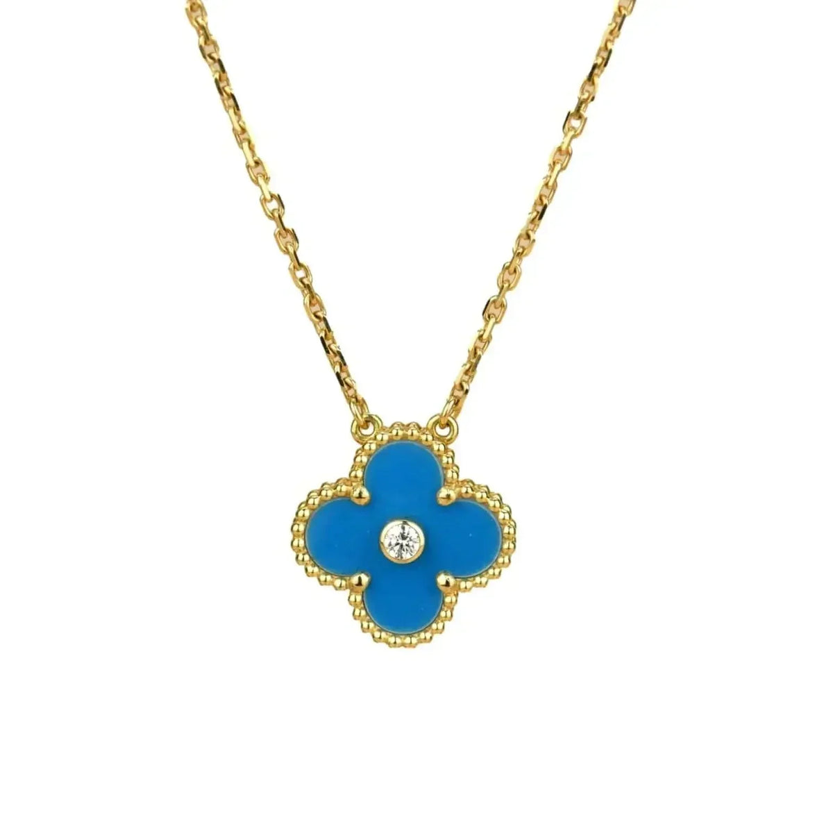 ¡®Lume Jewels¡¯CLOVER 15MM DIAMOND AND BLUE AGATE NECKLACE