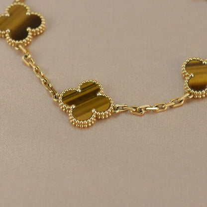 [Lume Jewels]New  CLOVER 5 MOTIFS TIGER EYE BRACELET COLLECTION