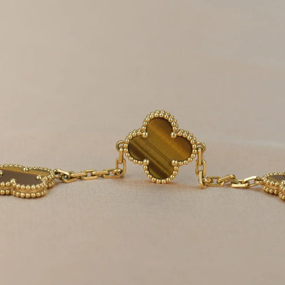 [Lume Jewels]New  CLOVER 5 MOTIFS TIGER EYE BRACELET COLLECTION