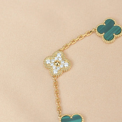 [Lume Jewels]New  CLOVER 5 MOTIF MALACHITE BRACELET COLLECTION