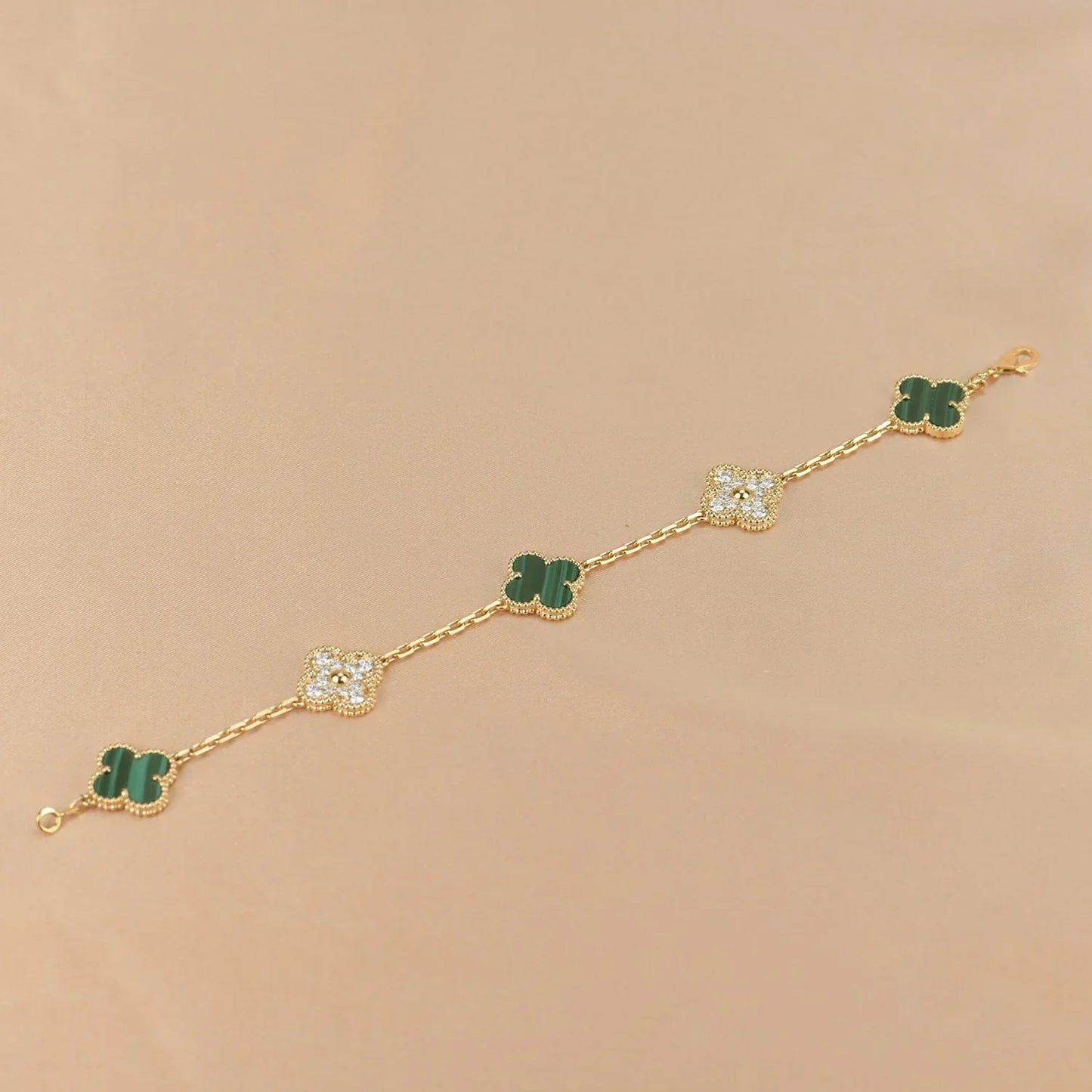 [Lume Jewels]New  CLOVER 5 MOTIF MALACHITE BRACELET COLLECTION