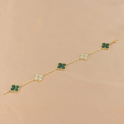 [Lume Jewels]New  CLOVER 5 MOTIF MALACHITE BRACELET COLLECTION