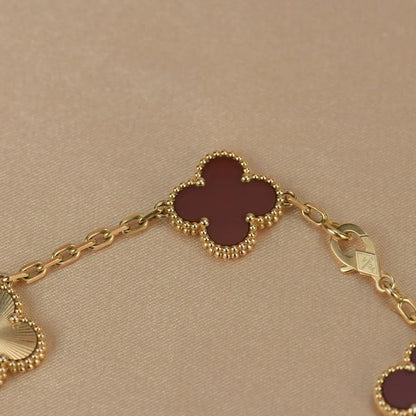 [Lume Jewels]New  CLOVER 5 MOTIF RED CORNELIAN BRACELET COLLECTION