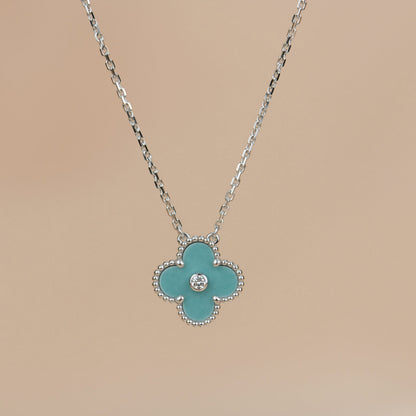 ¡®Lume Jewels¡¯CLOVER 15MM DIAMOND SVRES PORCELAIN  NECKLACE SILVER