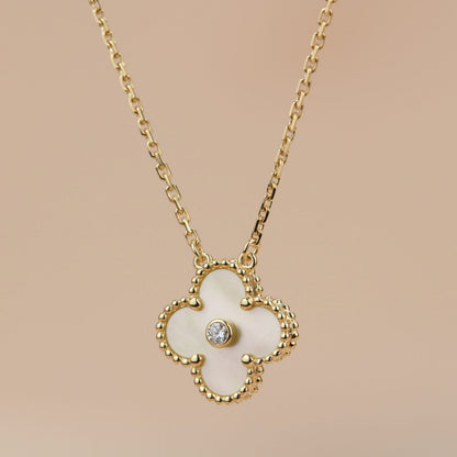 ¡®Lume Jewels¡¯CLOVER 15MM DIAMOND GOLD MOTHER OF PEARL NECKLACE