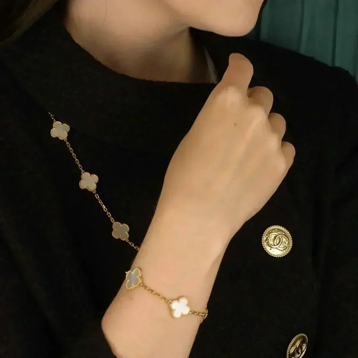 [Lume Jewels]New CLOVER WHITE PEARL MOP 5 MOTIF BRACELET COLLECTION